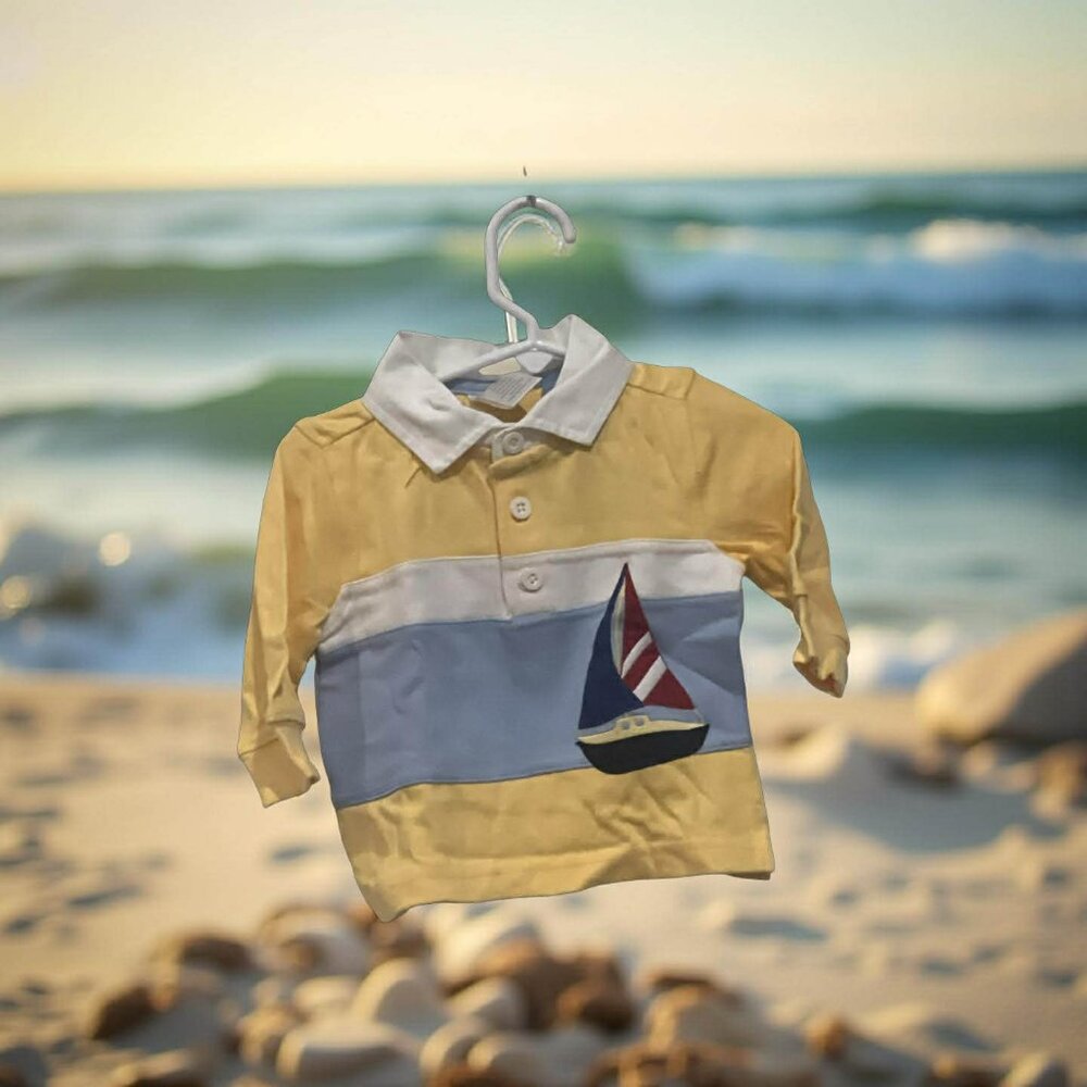 Gymboree NWT SAILING CLUB Yellow Sailboat Polo Long Sleeves Shirt 2T 2